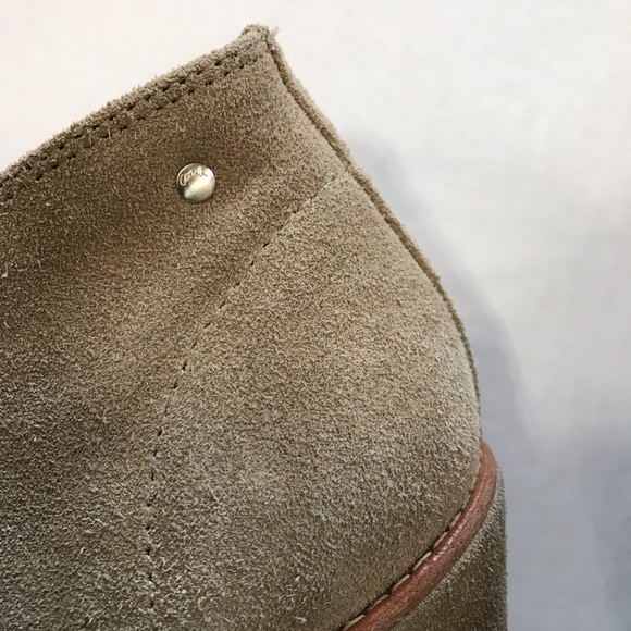 Coach Cassy tan nude suede leather wedge tie ankle boots booties 8.5 - Picture 6 of 15